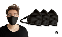 Laden Sie das Bild in den Galerie-Viewer, 3er Set - Premium Community Maske aus Baumwolle (Schwarz)
